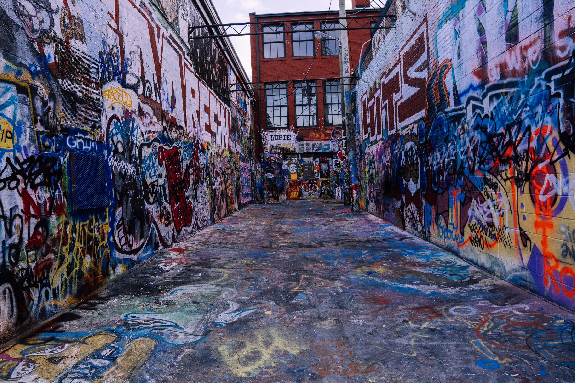 Graffiti Art on the Brick Walls of Graffiti Alley